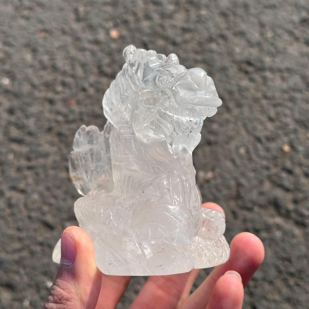 天然石水晶の龍　置物　ご購入前に在庫確認必要　G.219