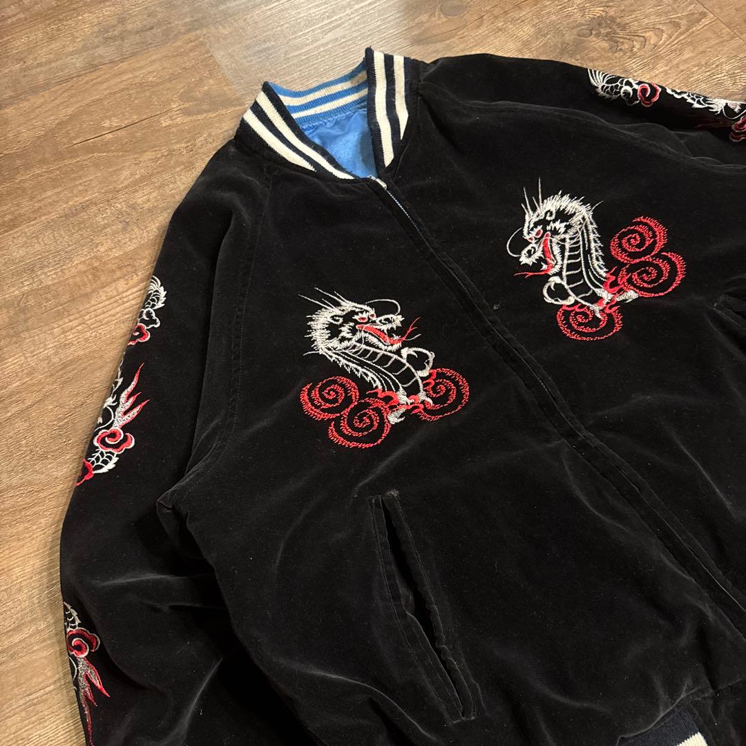 90s Shoot One 別珍　リバーシブル スカジャン サテン ベロア M