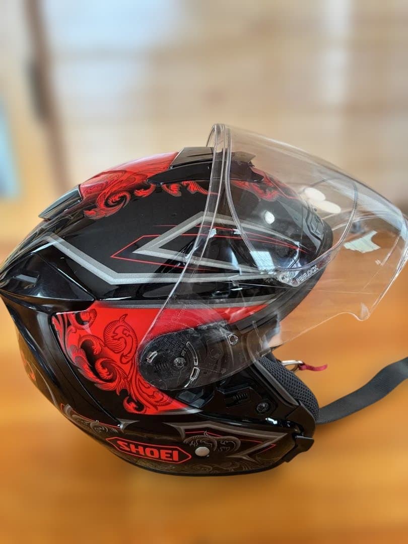SHOEI ハーフフェイスヘルメット 黒/赤 グラフィック