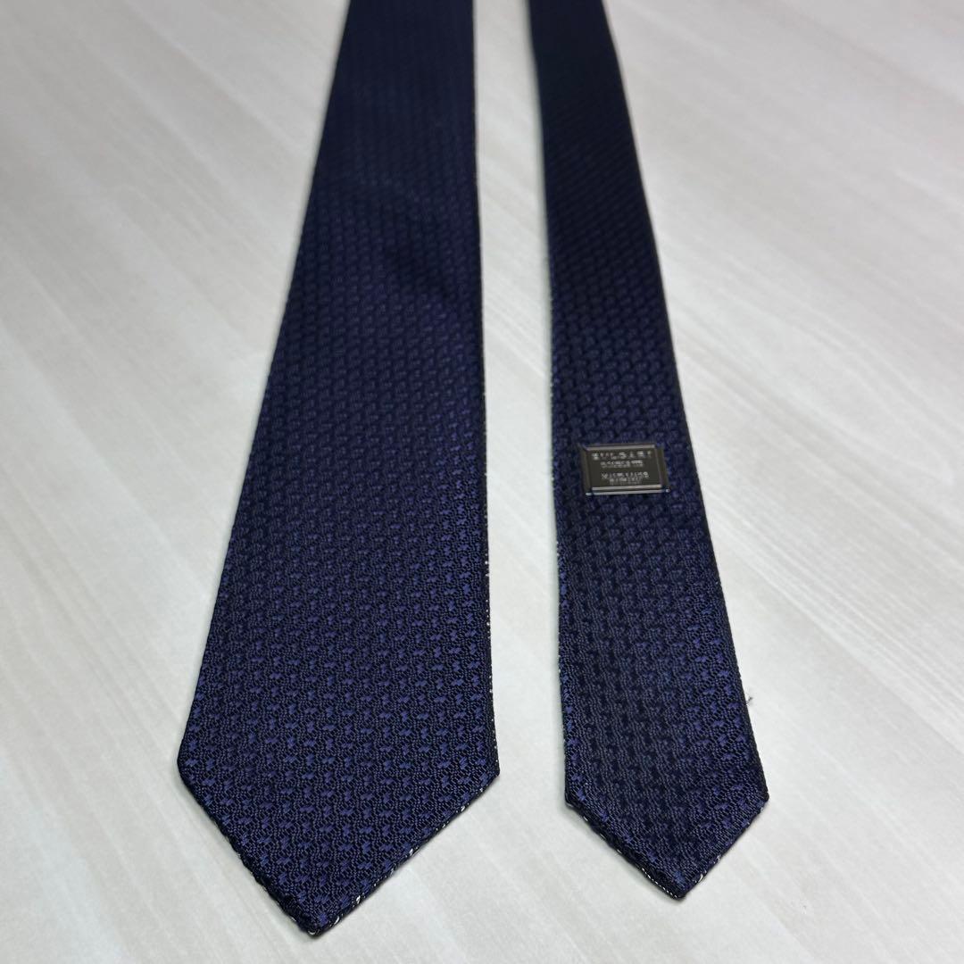 ブルガリ☆ネクタイ☆箱付☆リバーシブル☆ネイビー☆ソリッド☆パターン柄☆550