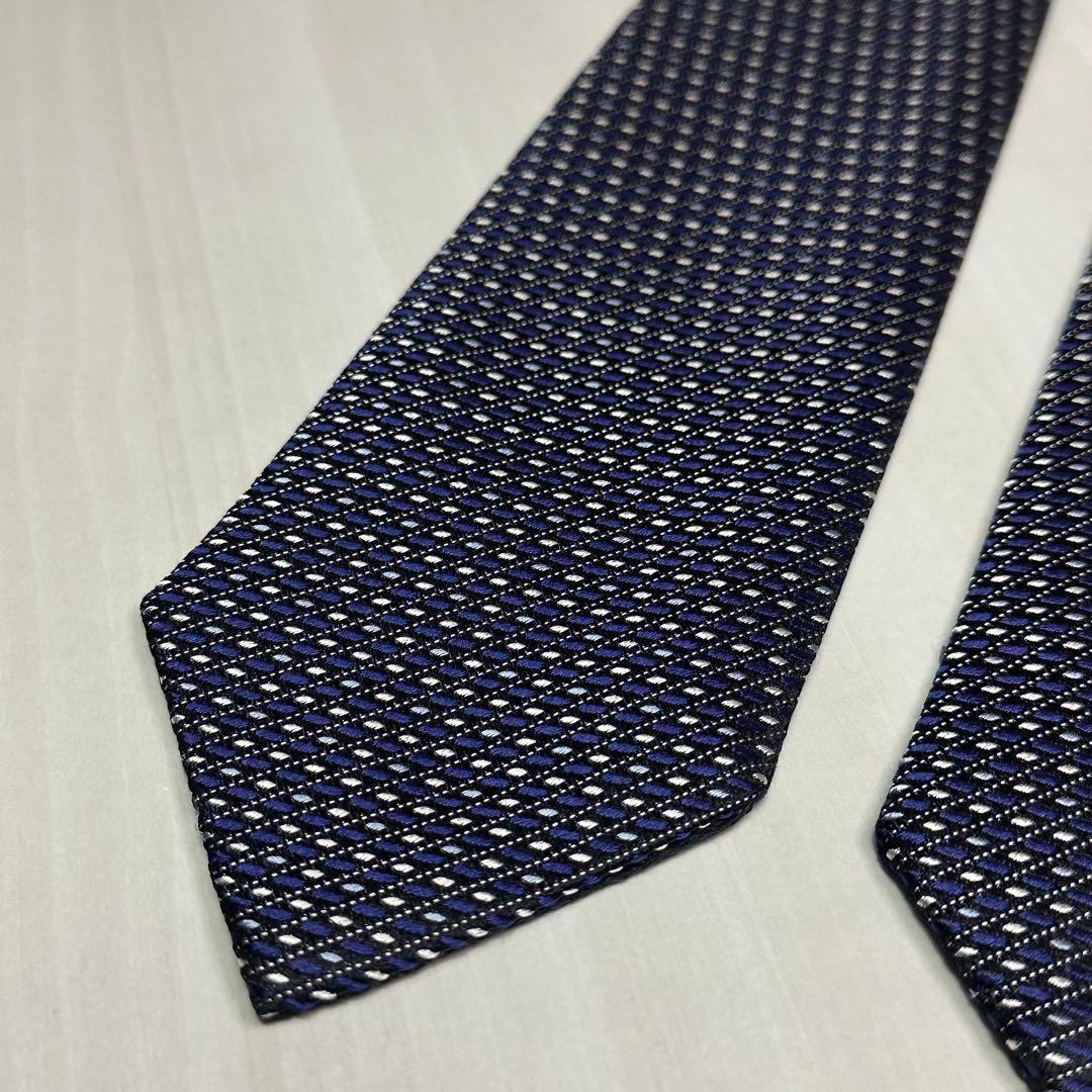 ブルガリ☆ネクタイ☆箱付☆リバーシブル☆ネイビー☆ソリッド☆パターン柄☆550