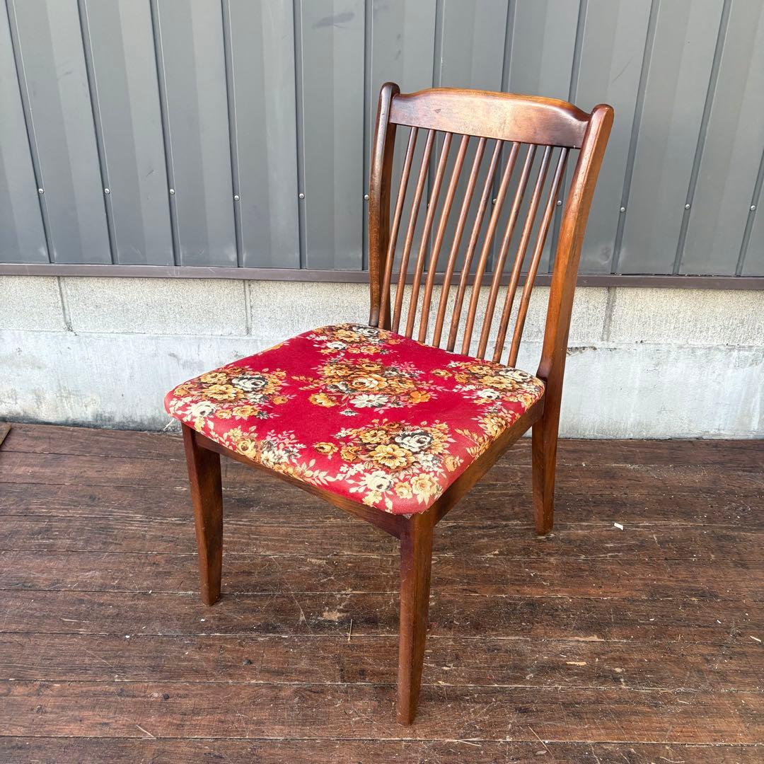 B4② 昭和レトロ アイエフ家具 木製 花柄ダイニングチェア ビンテージ 古家具