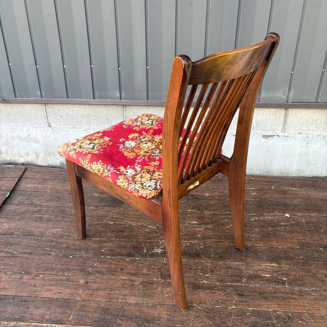 B4② 昭和レトロ アイエフ家具 木製 花柄ダイニングチェア ビンテージ 古家具