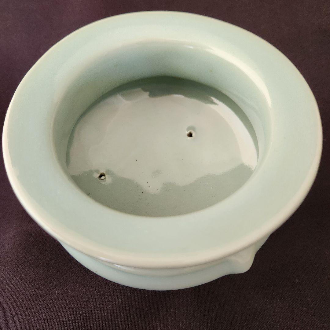 青磁 袴腰香炉 銀火屋 純銀 刻印