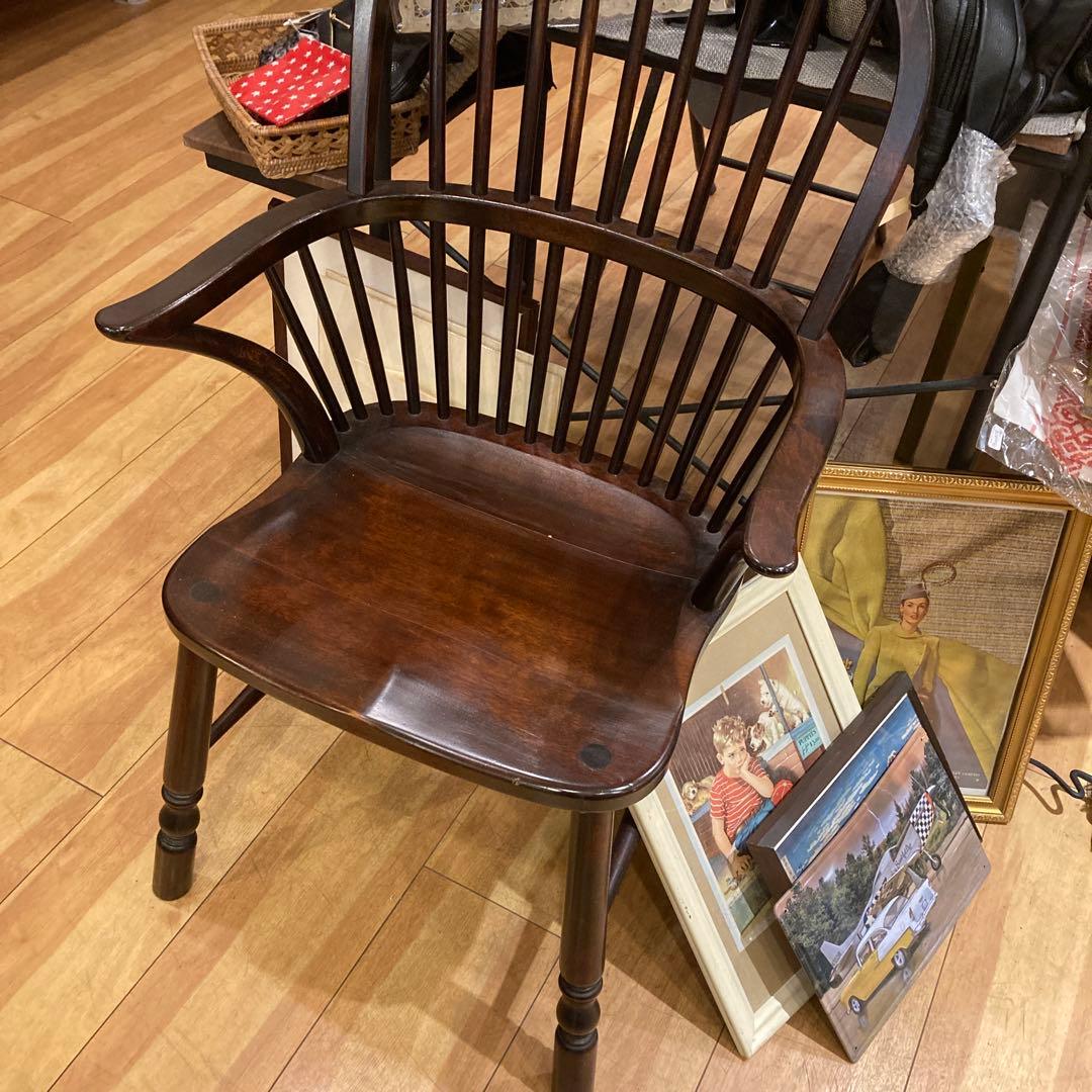 格安❣️松本民藝家具木製アームチェア ダークブラウン スピンドルバック美品です
