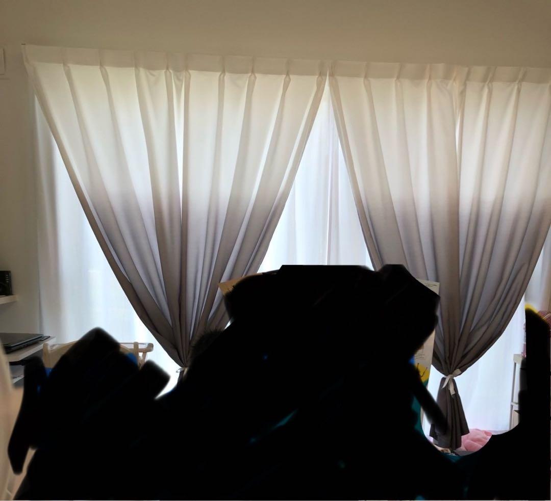 ドレープ.グラデーションカーテン 北欧グレー【非売品】