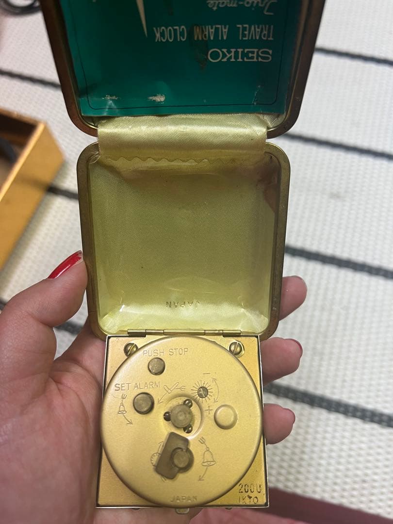 SEIKO トラベルアラームクロック ゴールド/グリーン ヴィンテージ物　昭和