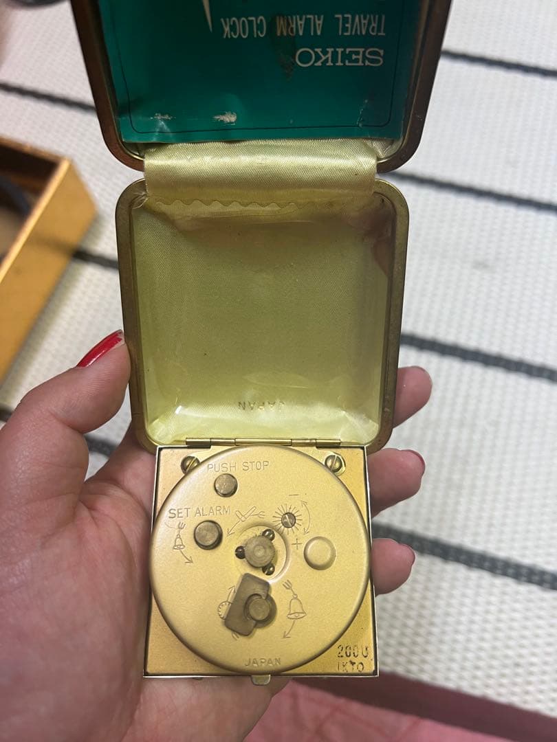 SEIKO トラベルアラームクロック ゴールド/グリーン ヴィンテージ物　昭和
