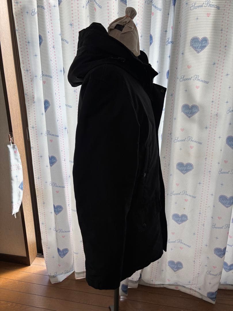 ダントン　ファー付きフード ブラックダウンコート 40号