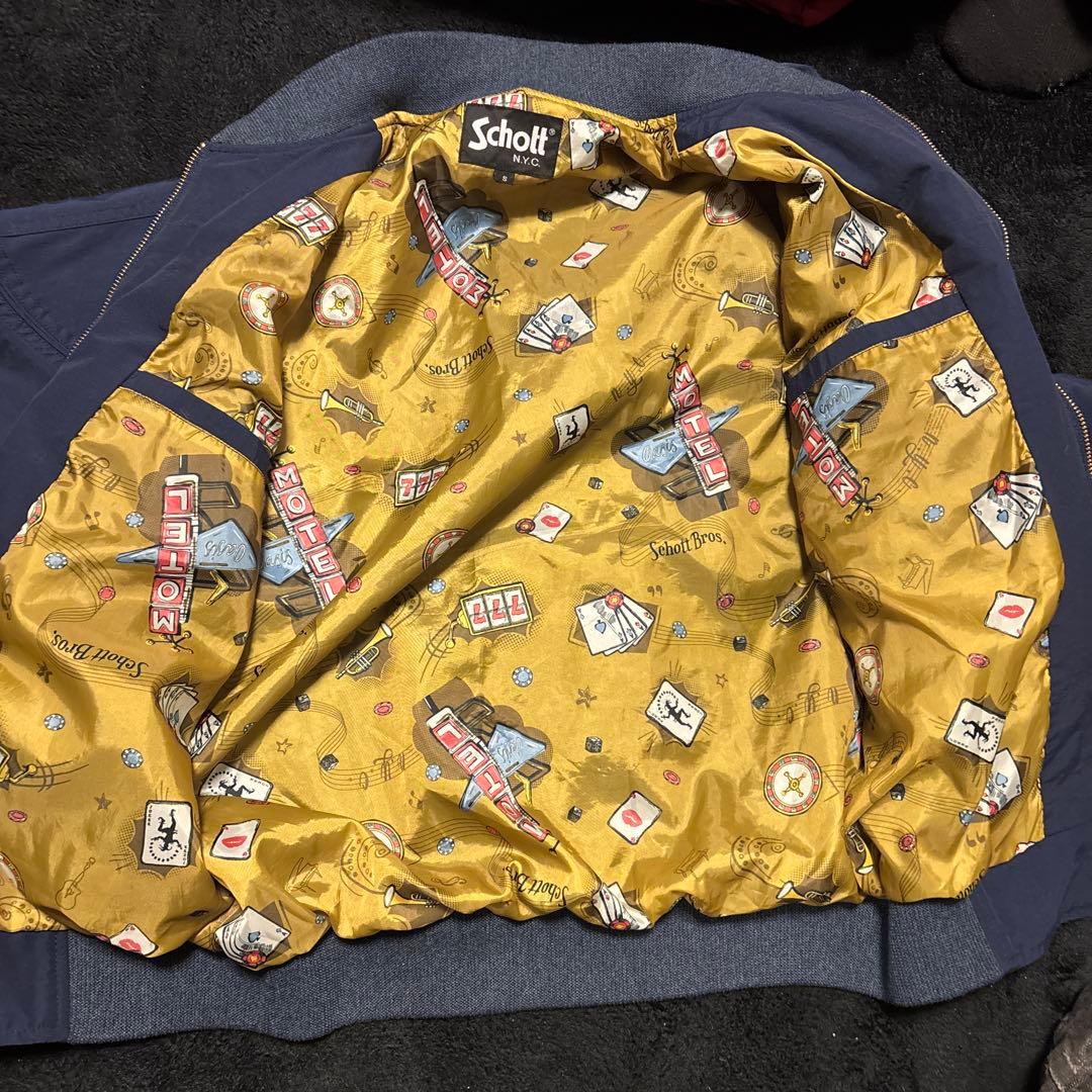 【美品】Schott ダービージャケット ショット S ネイビー 完売品 希少