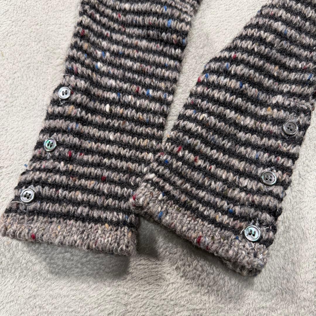 トムブラウン　4bar カーディガン　厚手　ボーダー　グレー　ウール　1サイズ