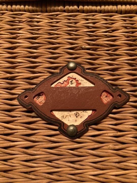 アンティークラタンバスケット　カゴバッグ　古道具