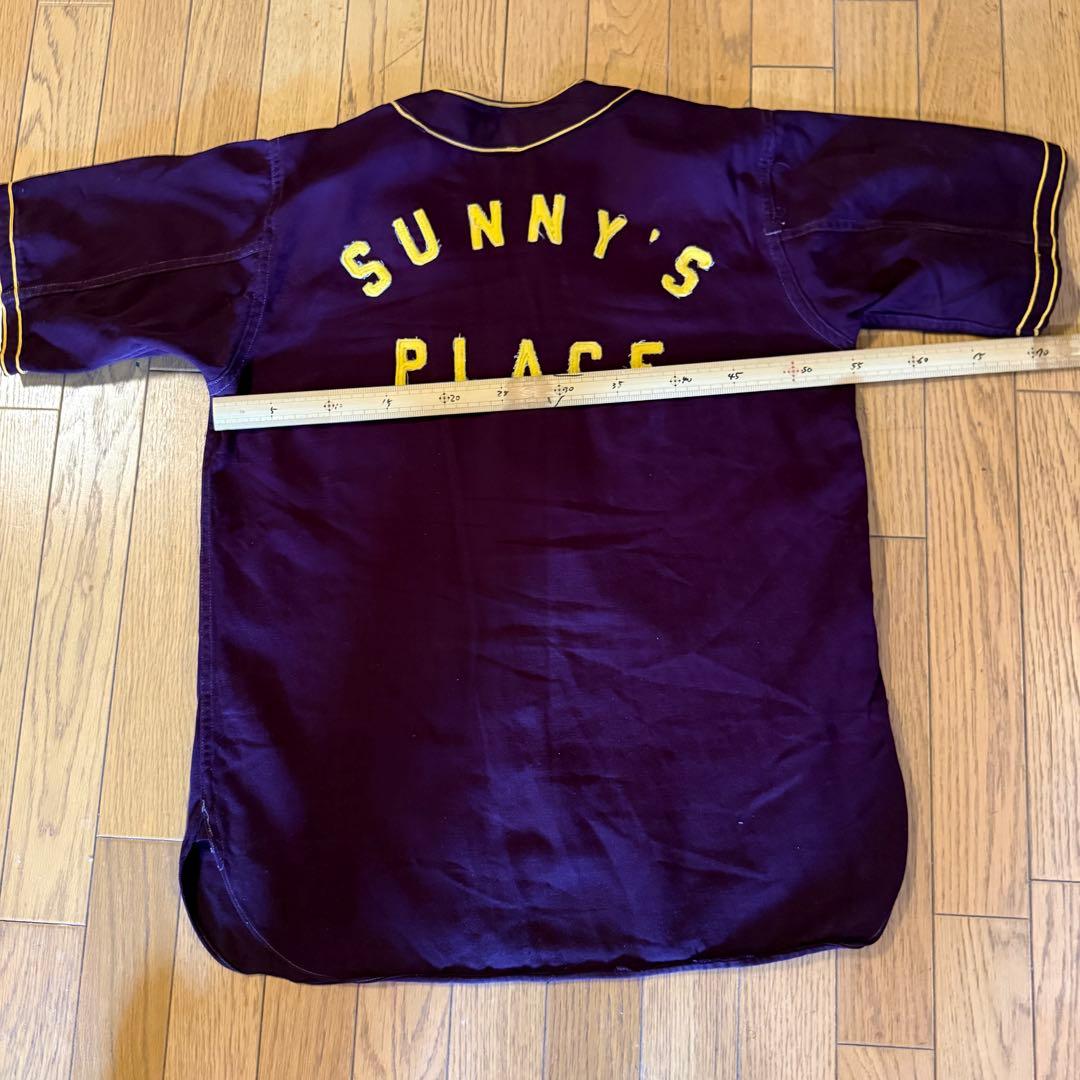 60's ヴィンテージ ベースボールシャツ&パンツ エンジ色　ボタンフライパンツ