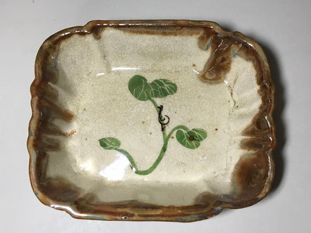 織部焼？◆角皿 ５個◆でんでん虫 カタツムリ 長皿 深皿 和食器 菓子皿