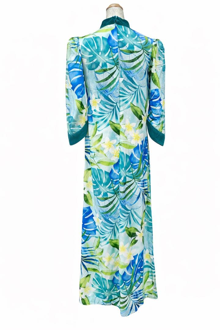 プリンセス・カイウラニ　ムウムウ 花柄 青緑