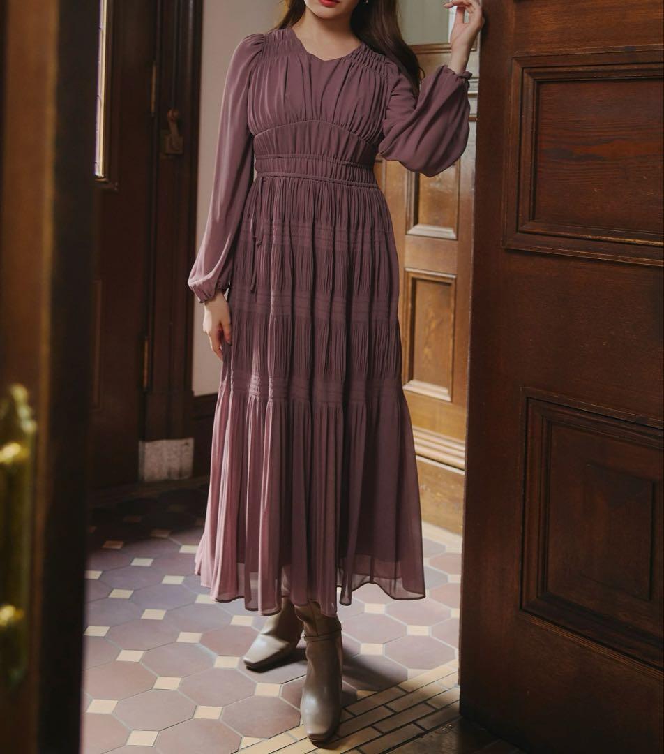 k様　Majolica Pleated Chiffon Long Dress