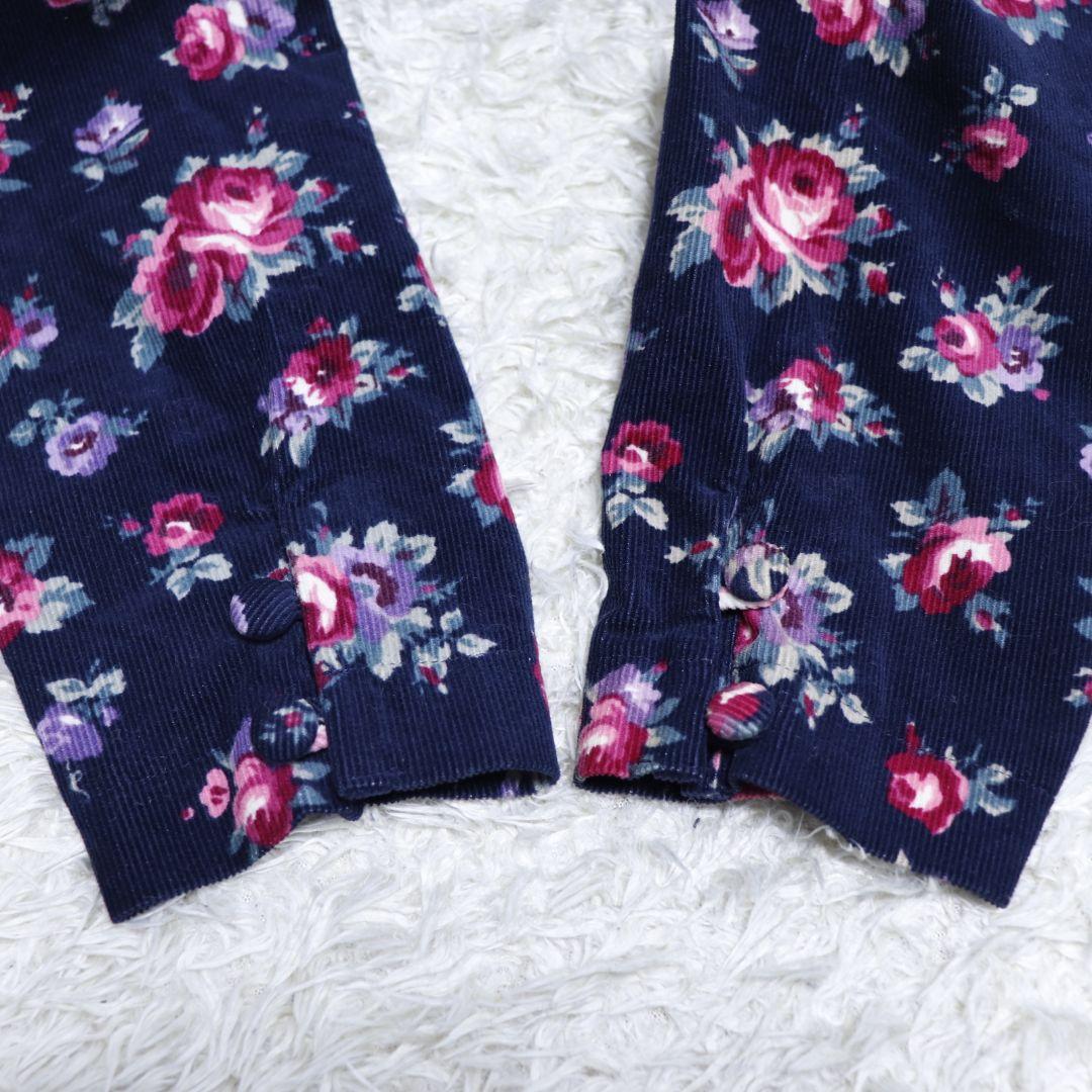 美品ローラアシュレイ　コーデュロイ　フラワー　ロングワンピース　9号