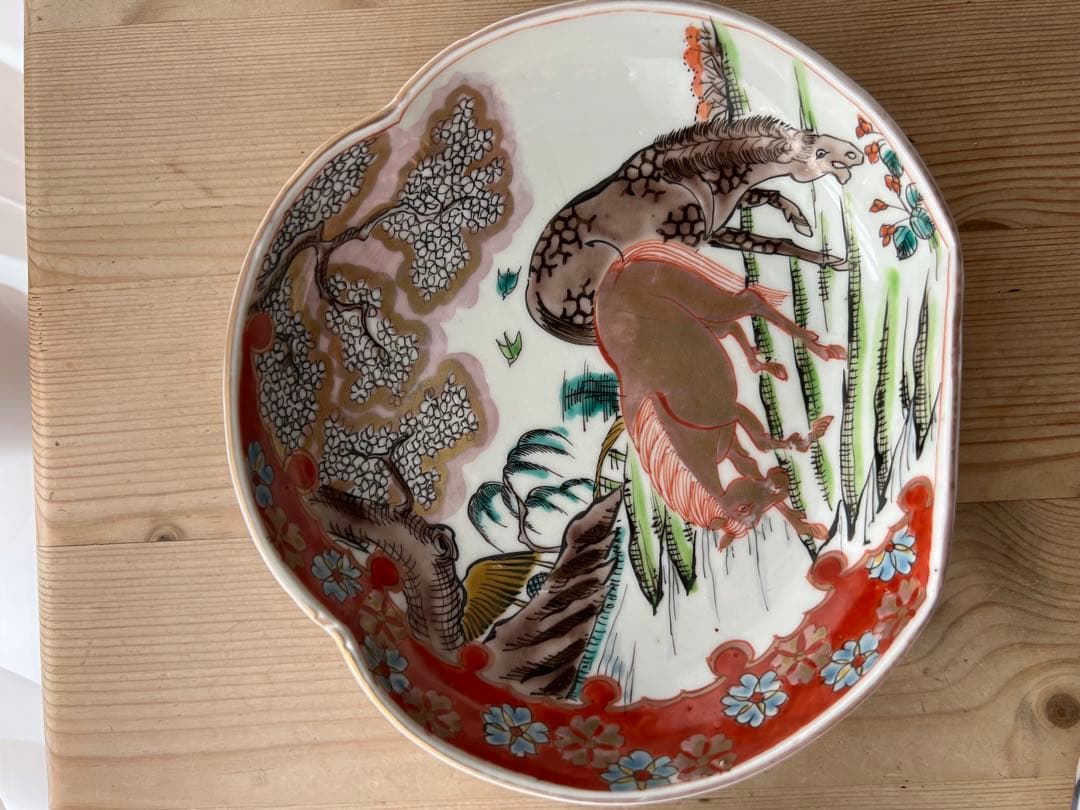 古伊万里　馬と桜　骨董　春駒　皿　3枚セット
