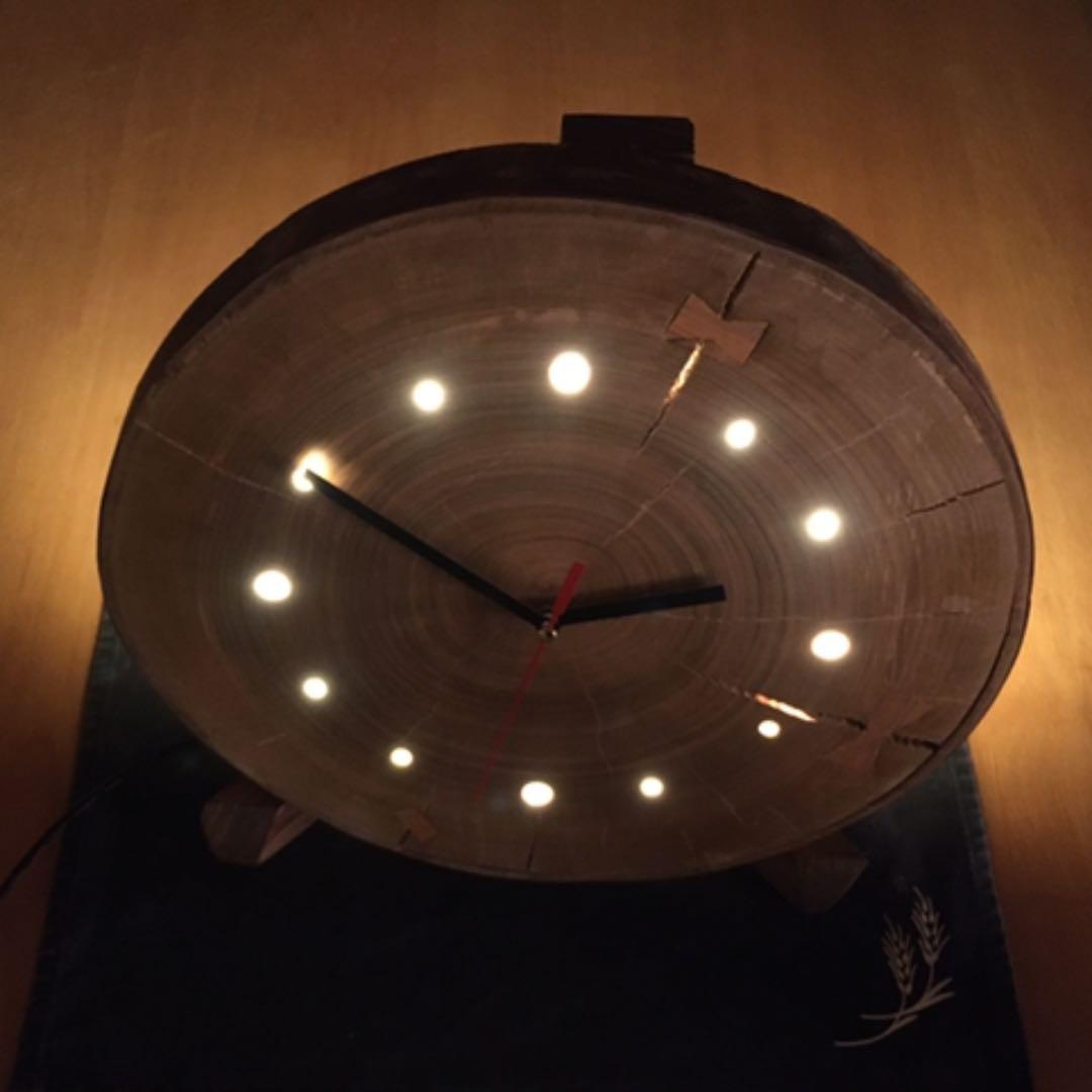 桜切株置き時計　掛け兼用　typeA 完全オリジナル品