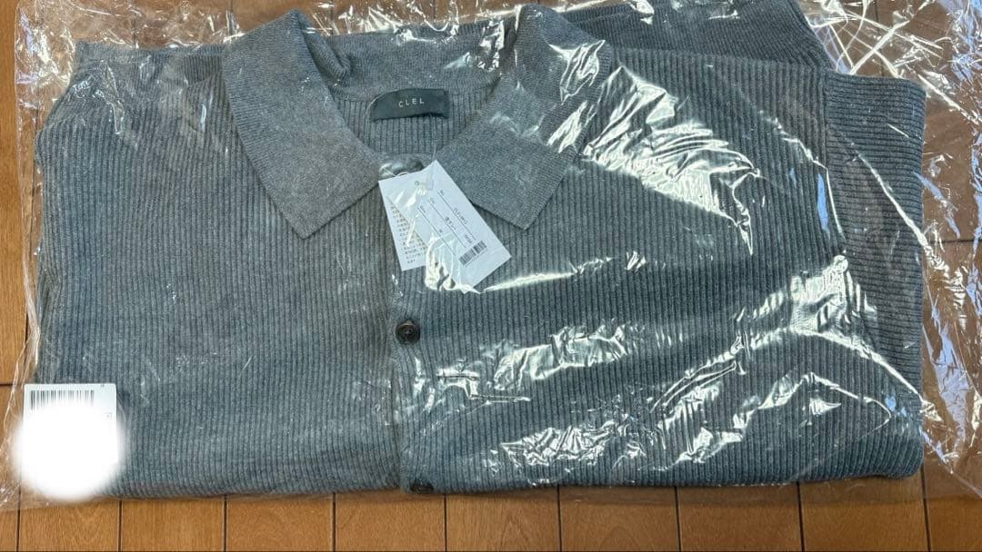 CLEL ベーシック/スプレー畦編みニットシャツカーディガン Gray M