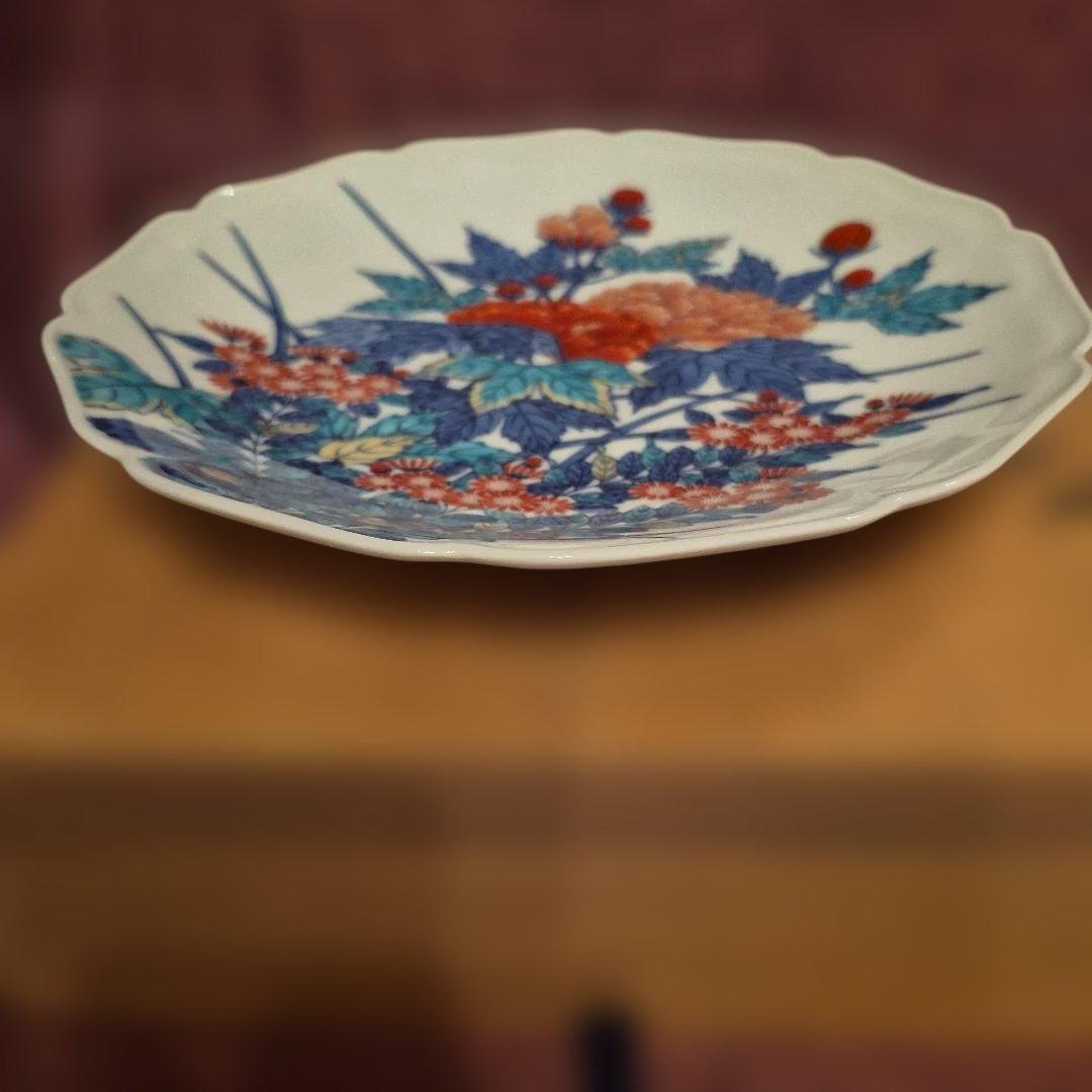 有田焼　13代今右衛門　色鍋島錦大皿２６ｃｍ