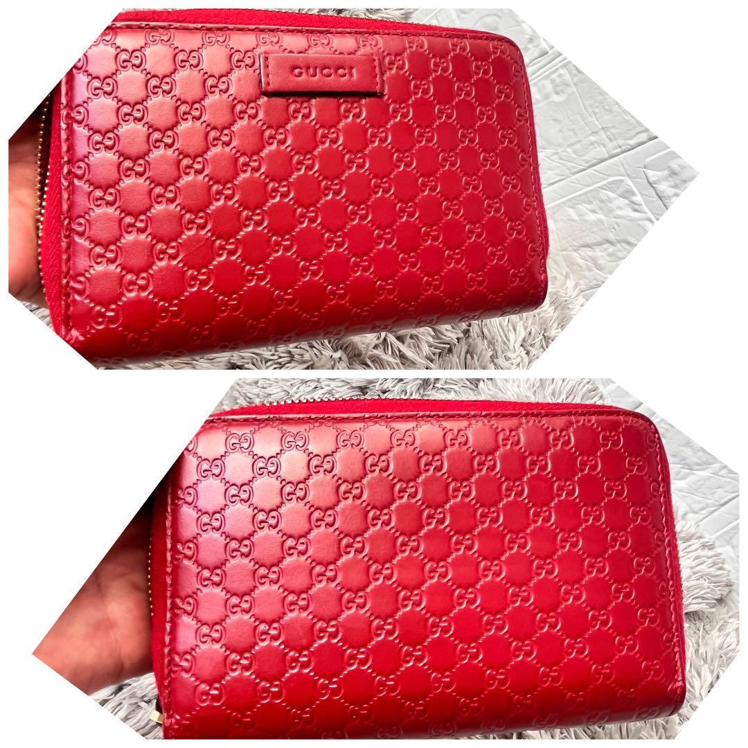 極美品✨GUCCI マイクロシマ　マキシサイズ　財布　ラウンドジップ　レッド