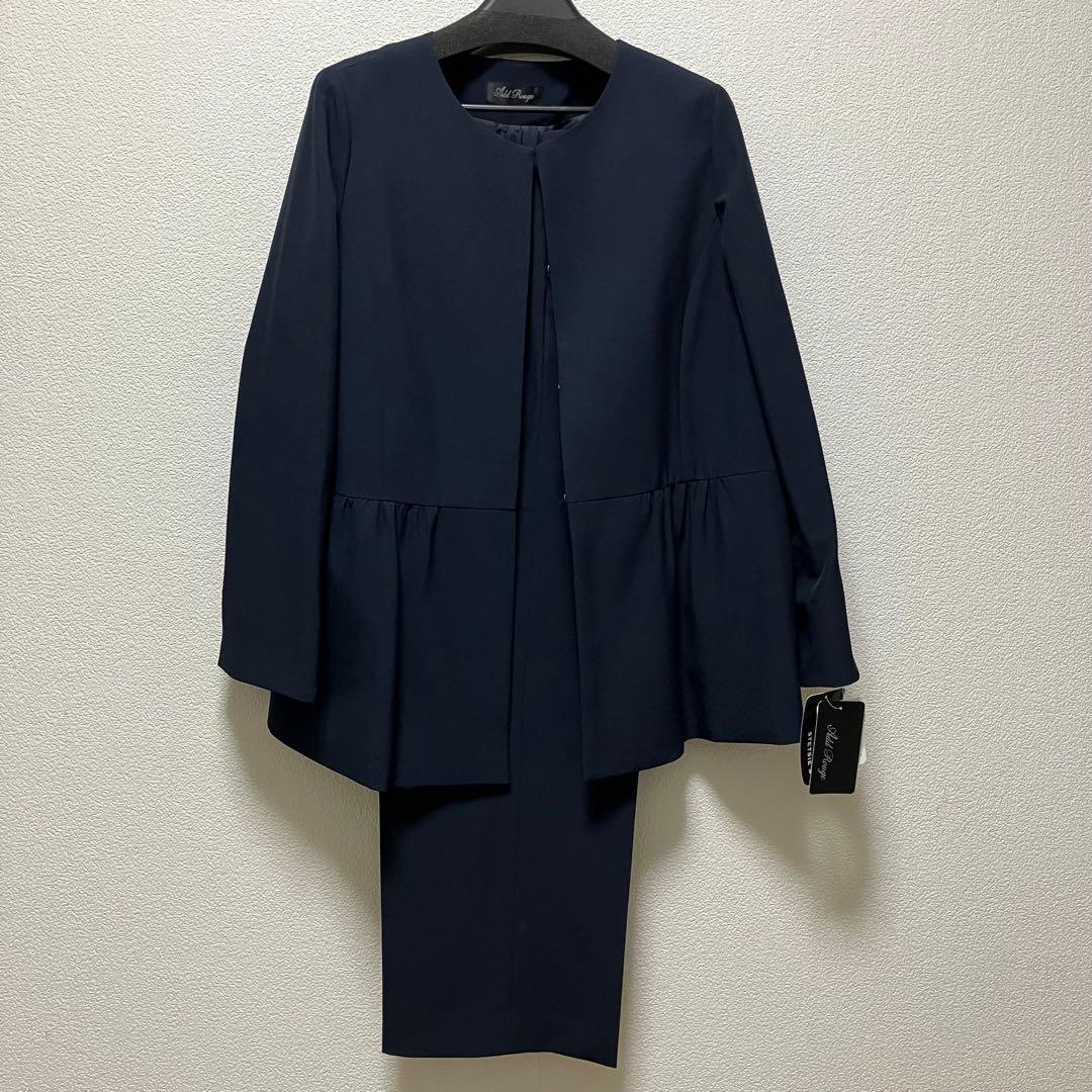 【タグ付き】アッドルージュ ノーカラージャケットパンツスーツ　LL ブローチ付き