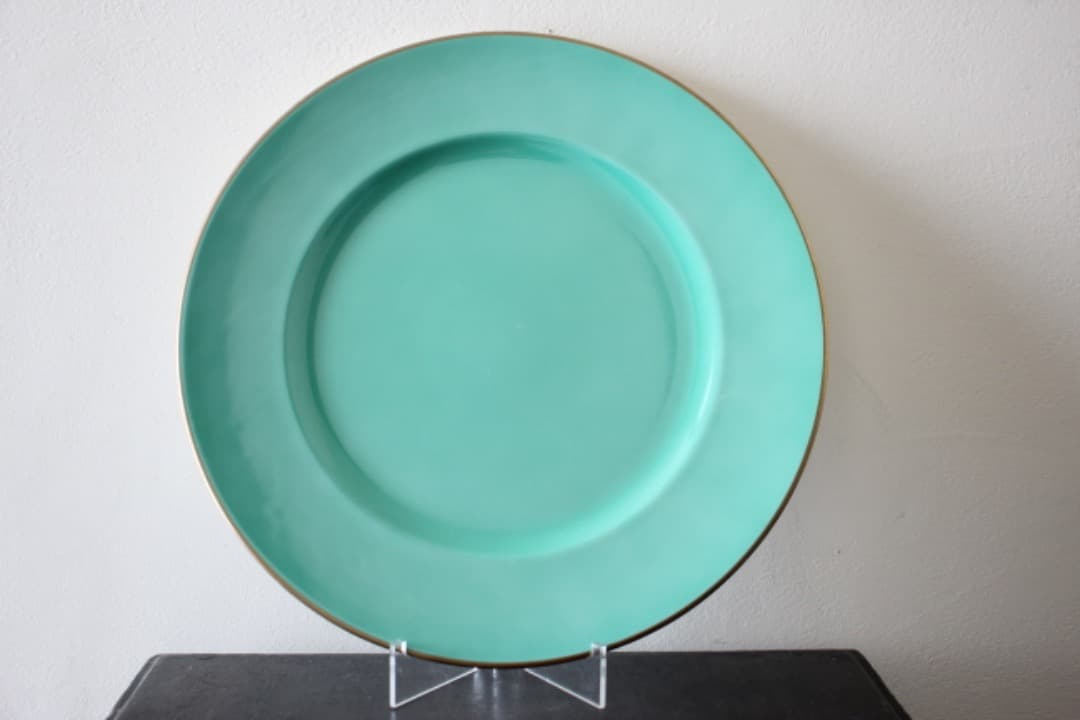 イタリア　リチャードジノリ　ドッチア窯　３０cm　金彩プレート　グリーン