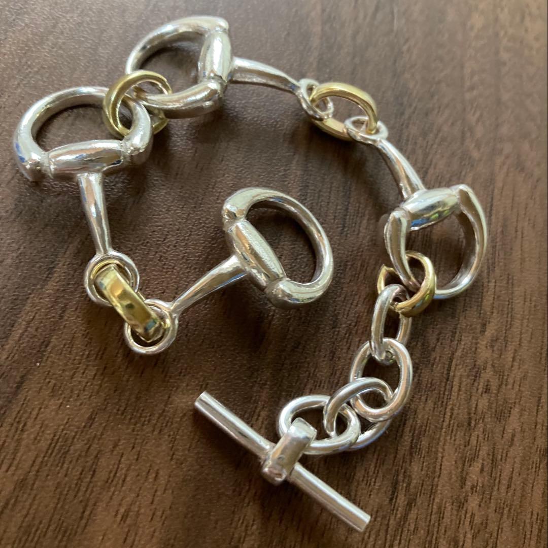 270真鍮シルバー925コンビホースビットブレスレット