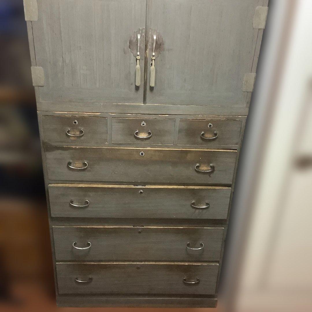 昭和レトロ　箪笥　タンス　ヴィンテージ　アンティーク　時代物　彫刻