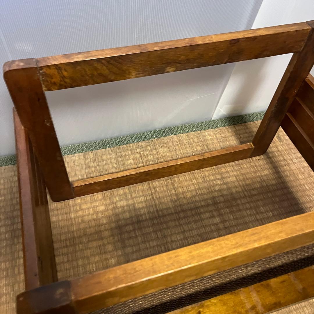 昭和レトロ ラタン×ガラス天板 3段ラック 飾り棚 サイドテーブル ビンテージ