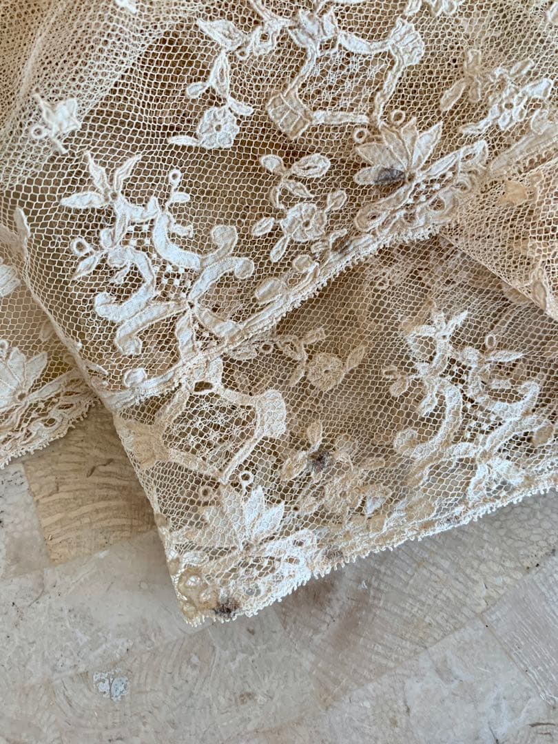 フランスアンティークチュールレースヴェール2点※アプリカシオンプリンセスレース