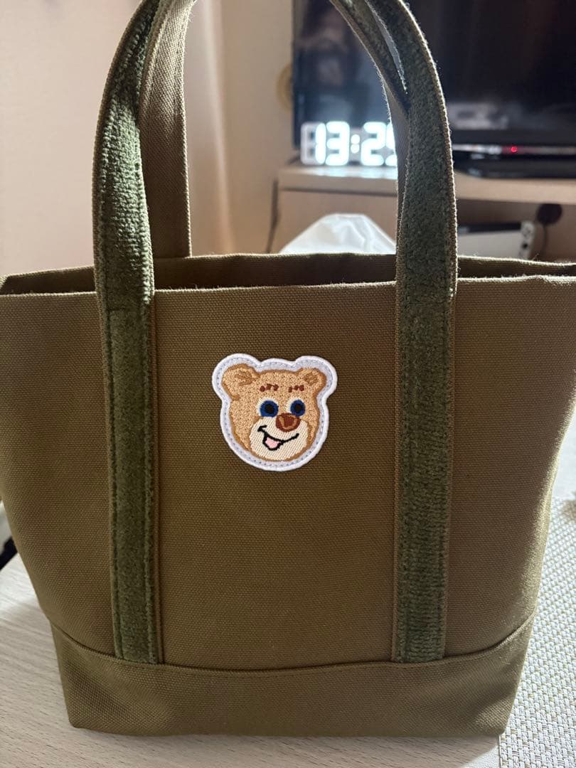 FEILER ラブラリー　オールドテディ ワッペントートバッグ ダークグリーンL