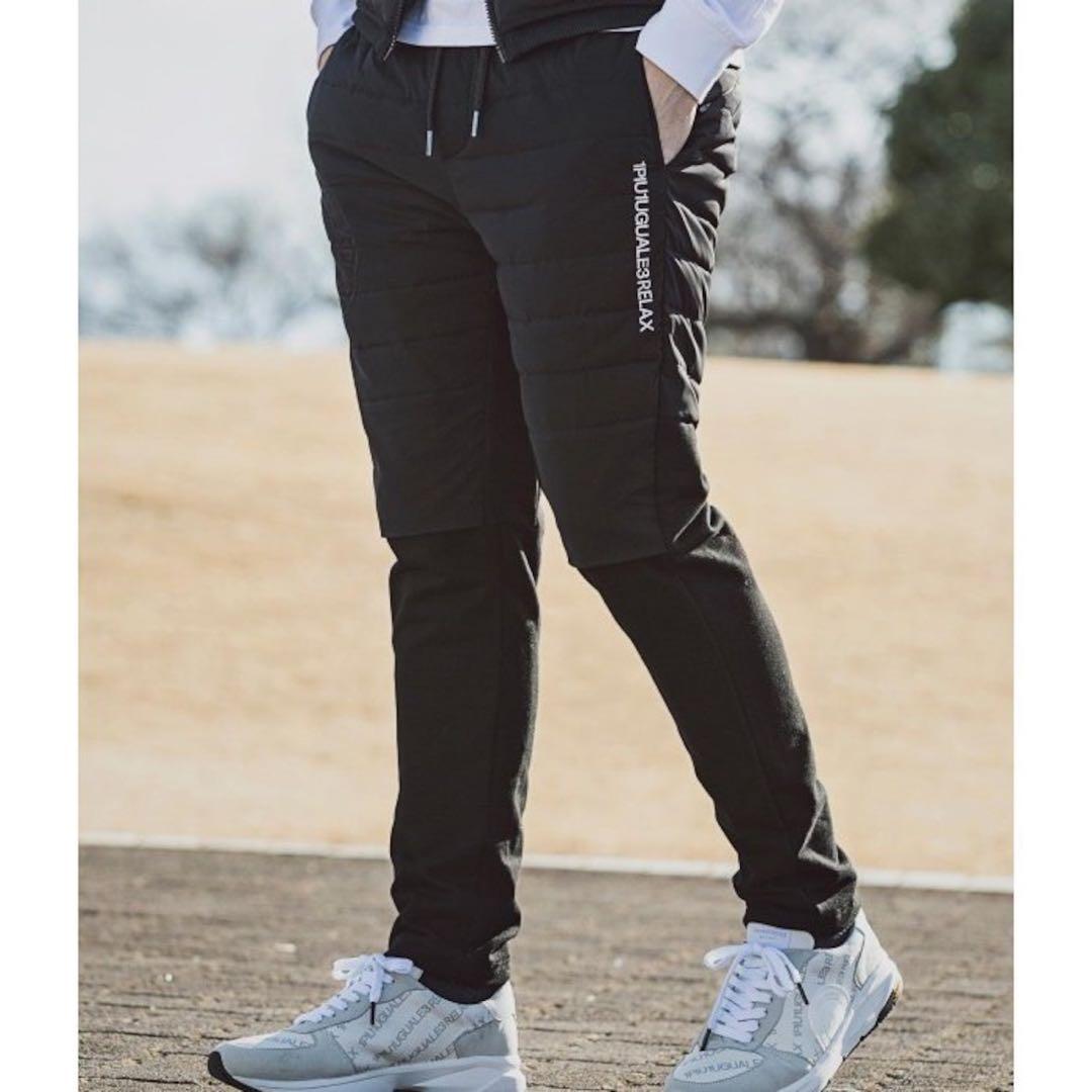 1PIU1UGUALE3 RELAX サークルロゴパデッドパンツ ブラック　M