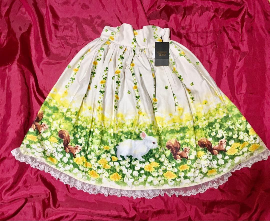 新品■送料無料■ イノセントワールド■土田穣コラボうさぎとりす柄スカート希少レア