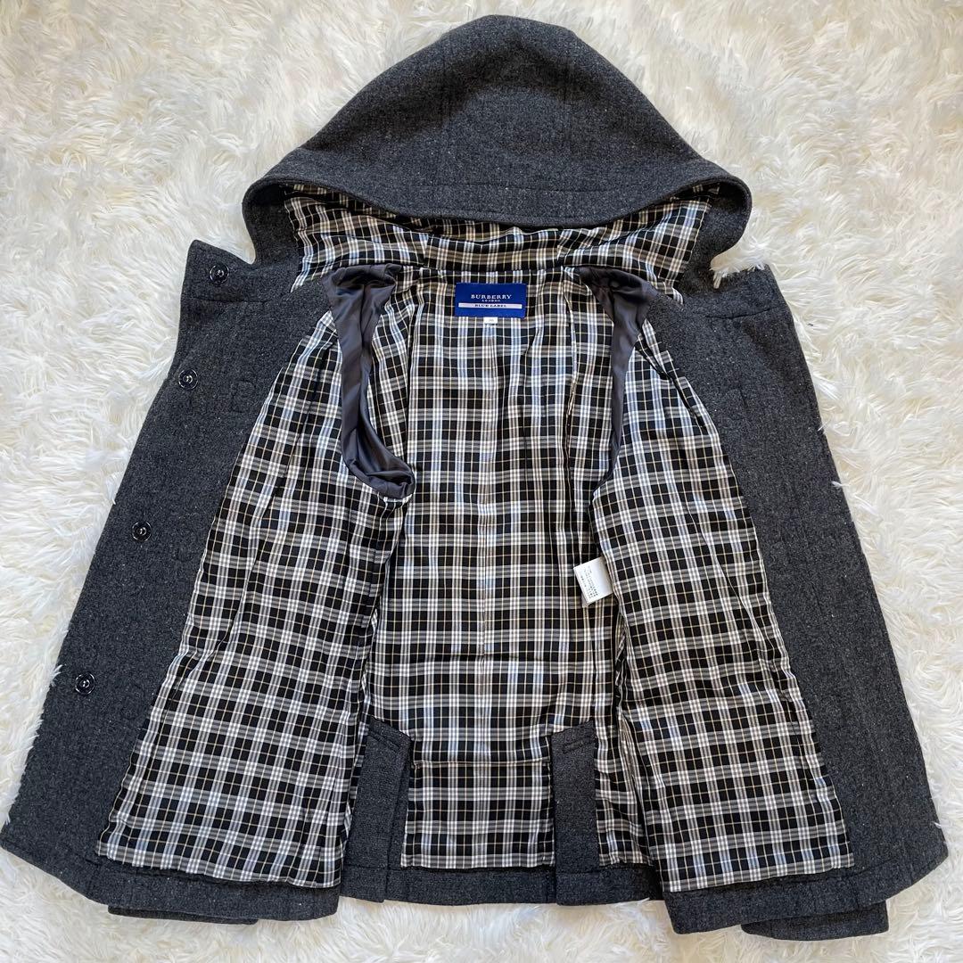 BURBERRY ブルー レーベル ノバチェック ダッフルコート ダークグレー