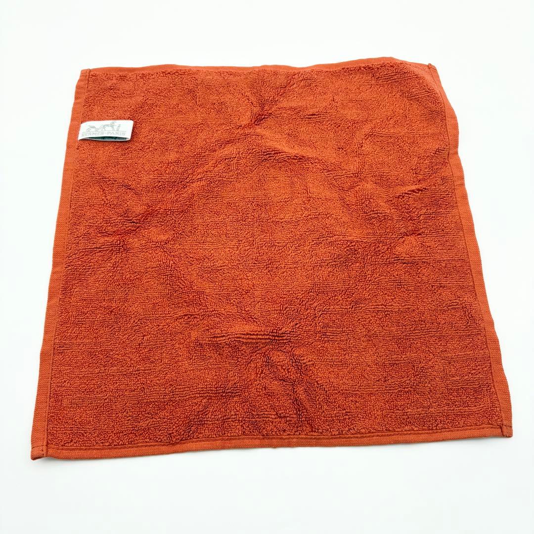 HERMES ハンドタオルセット オレンジ ネイビー　タオルハンカチ　２枚セット