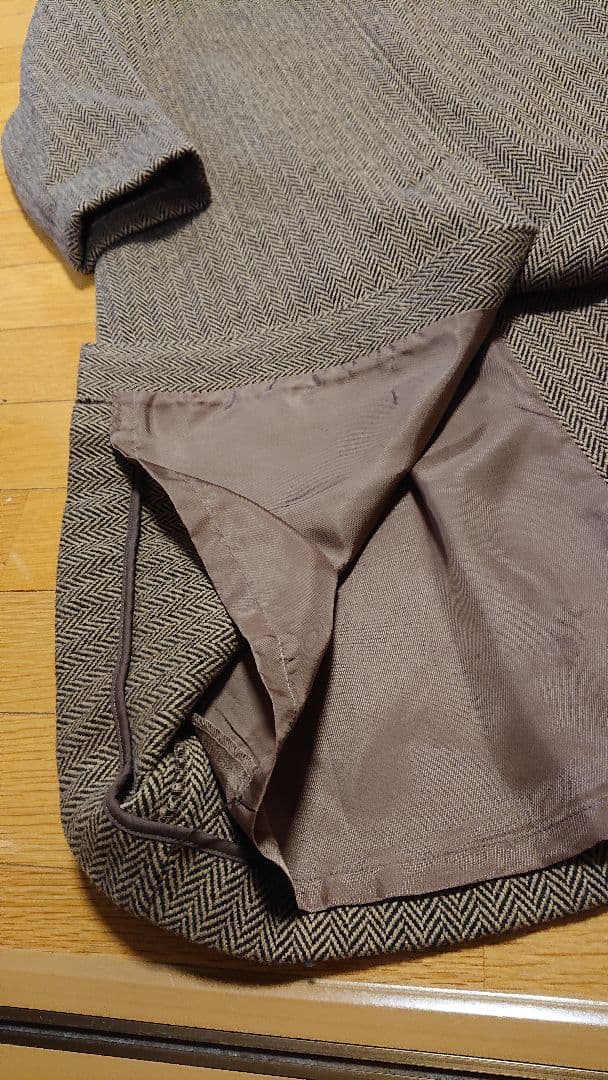 美品「SOUTIENCOL」ヘリンボーンツイードロングコート