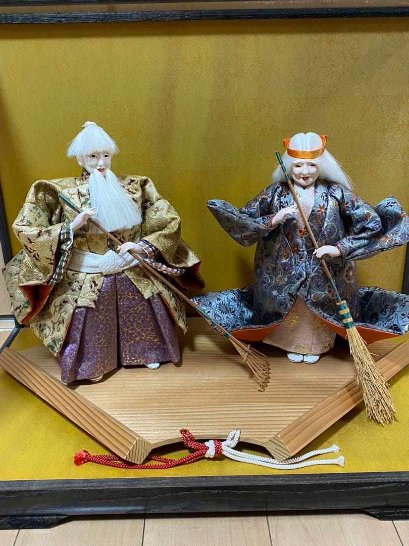 雛人形 翁 媼 ガラスケース入り 伝統工芸 美品 約40cm