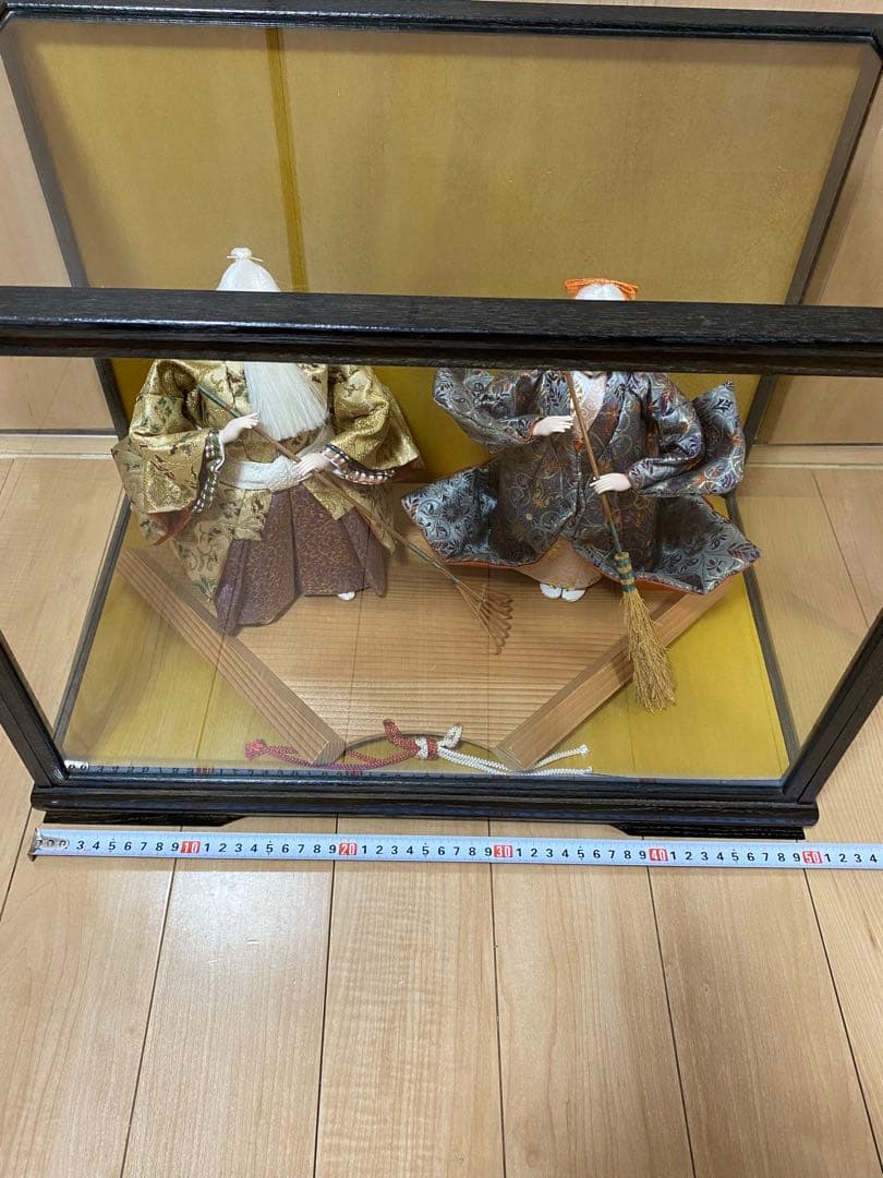 雛人形 翁 媼 ガラスケース入り 伝統工芸 美品 約40cm