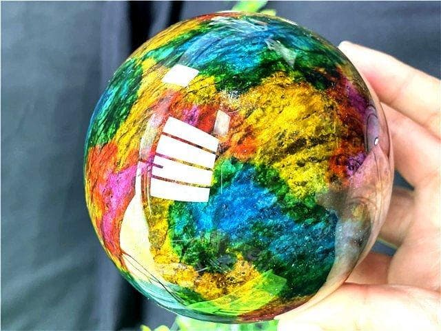 約：100mm 1735g 極美限定品★天然七彩石丸玉B85U1/260U71C