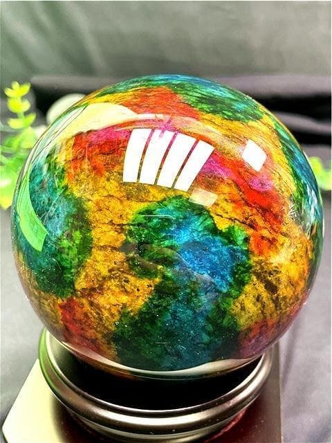 約：100mm 1735g 極美限定品★天然七彩石丸玉B85U1/260U71C