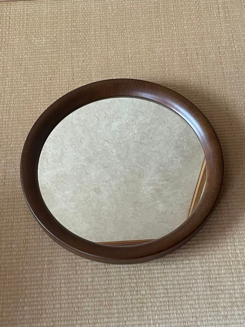 木製 円形 壁掛け鏡 直径約30cm