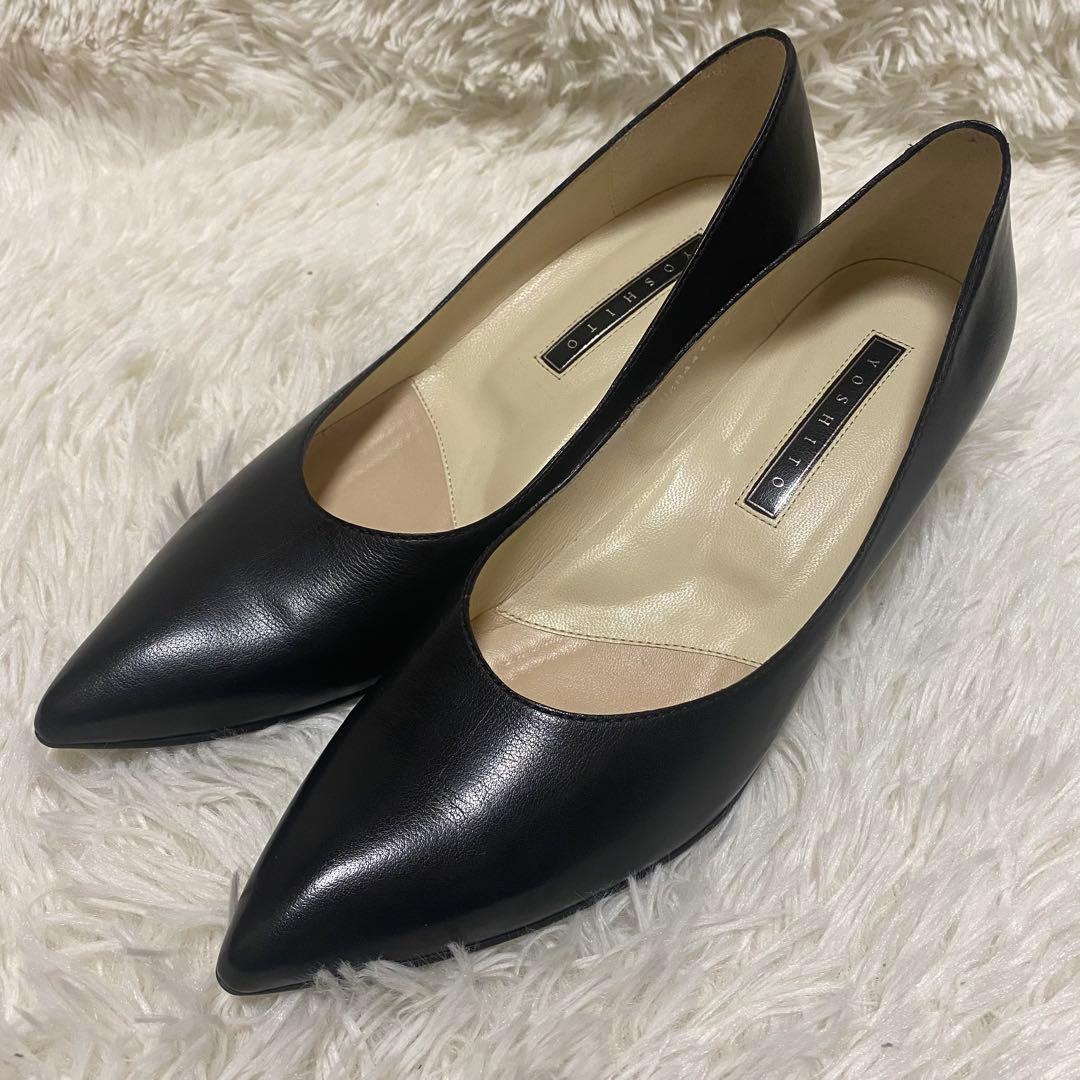 ✨美品✨YOSHITO レザーパンプス 24cm ポインテッドトゥ 黒　ブラック