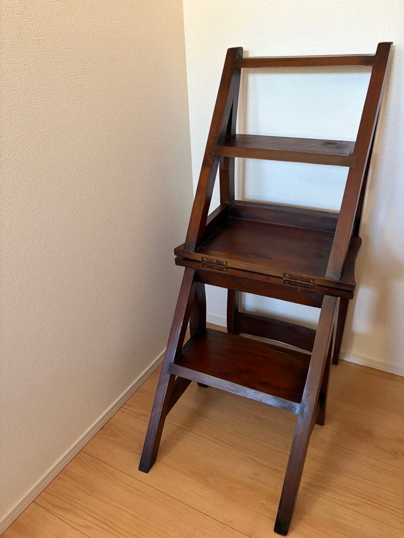 レア★ヴィンテージ　マホガニー 無垢材 ステップ チェア 踏み台 木製 椅子