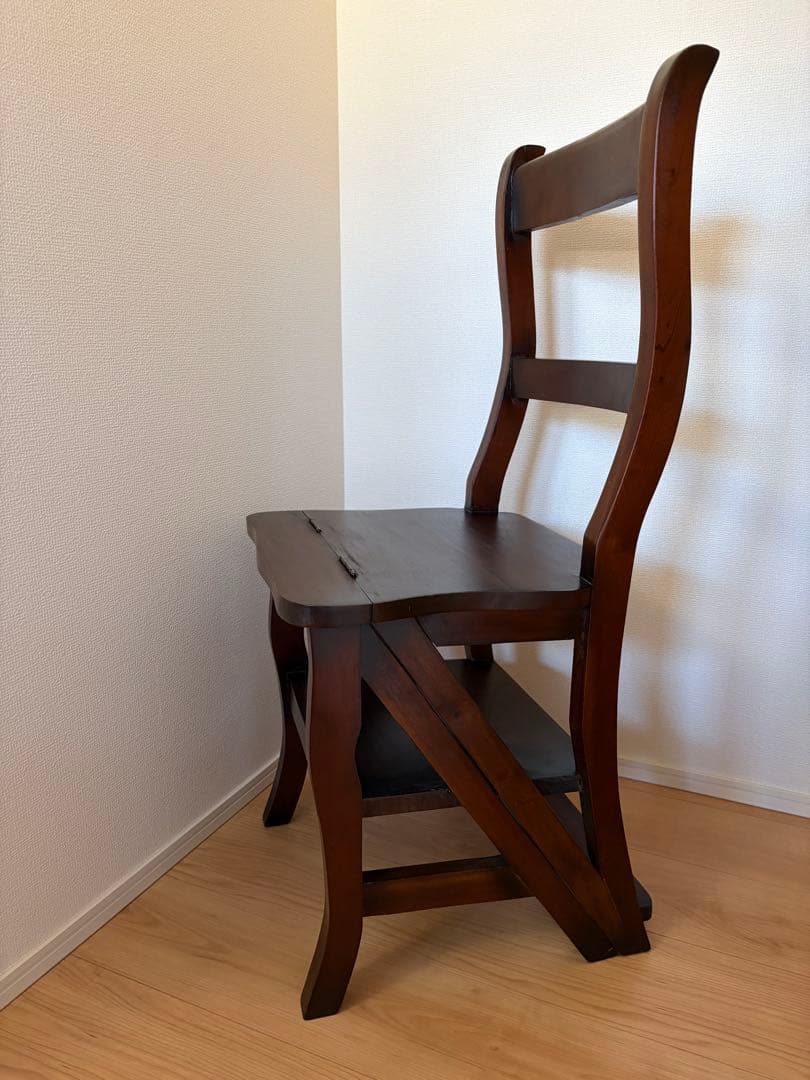 レア★ヴィンテージ　マホガニー 無垢材 ステップ チェア 踏み台 木製 椅子