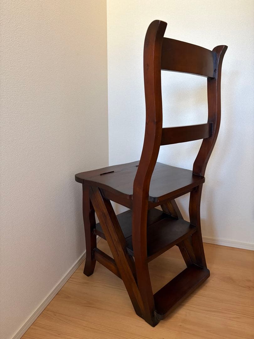 レア★ヴィンテージ　マホガニー 無垢材 ステップ チェア 踏み台 木製 椅子