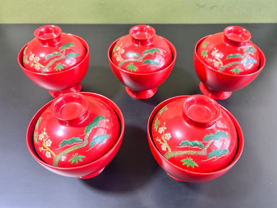 漆器　吸い物椀　松竹梅　5個セット