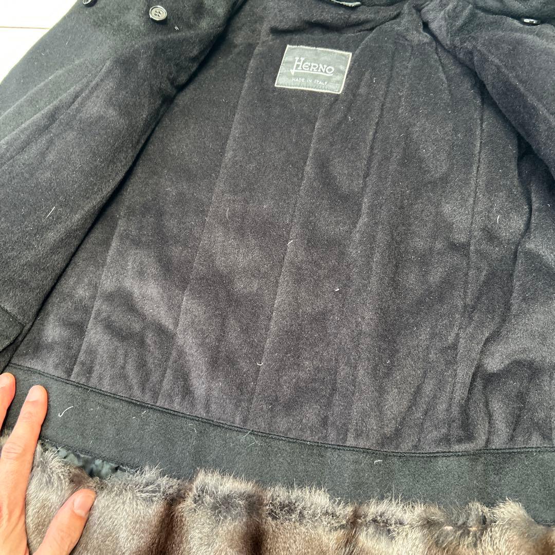 極美品　ヘルノ　HERNO ロングコート　100%カシミアブラック　裏地ミンク
