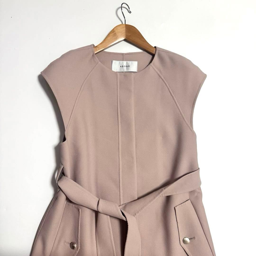 美品　ADORE ツイルダブルクロスワンピース　ジレ　コート　ベスト 38ピンク